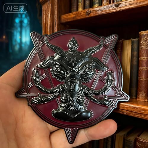 Occult Goat Car Emblem – Metal 3D Black Badge with 3M Adhesive – Mystical Goat Decal for Car, Truck, Motorcycle, Window, Door, or Home Decor (Dark Purple and Black) - color: Dark Purple and Black