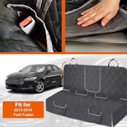 Dog Car Seat Cover Compatible with 2013-2019 Ford Fusion, Waterproof Pet Bench Seat Cover for Back Seat, 600D Heavy Duty Scratch Proof Nonslip Truck Seat Covers for Dogs - size: 2013-2019 Fusion