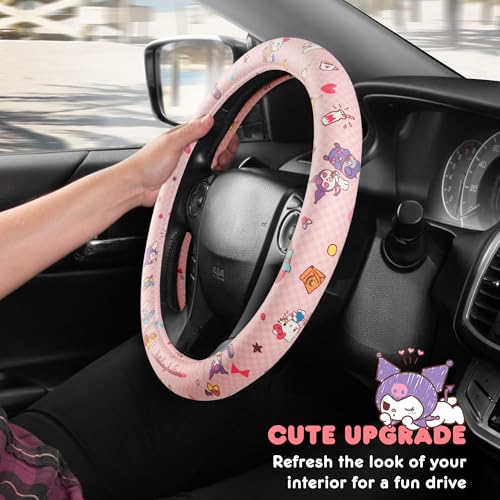 Hello Kitty and Friends Steering Wheel Cover, Universal Fit Cute Accessories for Women, Stylish Decor Gift Hello Accessories - Fits Standard Wheels 14.5"-15" - style: Hello Kitty and Friends Bakery