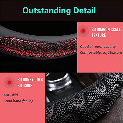 Steering Wheel Cover Great Grip with 3D Honeycomb Anti-Slip Design, Universal 14.5-15 Inch (Wine Red) - color: 1.Wine Red, size: Medium(Standard) Size[14 1/2''-15'']