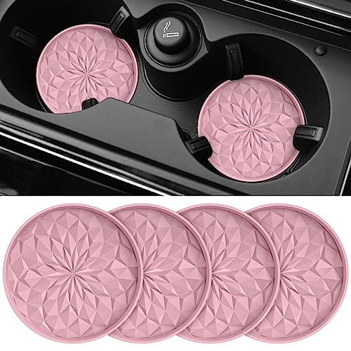 Car Coasters for Cup Holders [4 Pack] - 2.75In Silicone Auto Mug Mats - Universal Non-Slip Recessed Car Interior AccessoriesDusty Rose - color: 4 Pack-dusty Rose