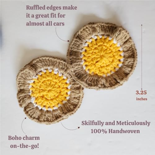 Cotton Crotchet Ruffled Flower Coaster Set (Lemon Sorbet) - color: Lemon Sorbet
