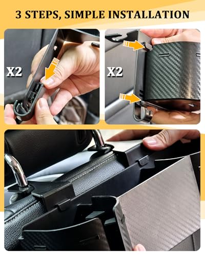 Car Headrest Backseat Cup Holder 3.7" with Organizer, High Capacity 4 in 1 Seat Back Organizer with Headrest Hooks, Multifunctional Storage for Car Travel Accessories Compatible with Most Vehicles