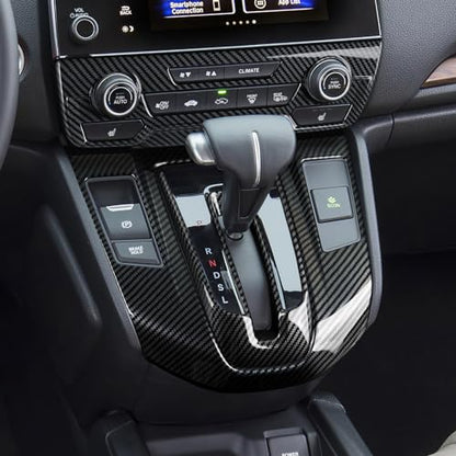 Gas Center Gear Shift Panel Decals for Honda CRV 2017 2018 2019 2020 2021 2022 Accessories CR-V ABS Carbon Fiber Interior Stickers - color: Gas Center Gear Shift, Black