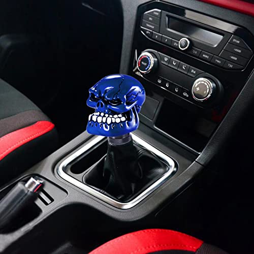 Skeleton Shifter Knobs Skull Gear Lever Handle Car Shift Head Fit Most Manual Automatic Transmission, Blue - color: Blue