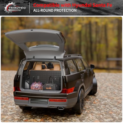 Floor Mats Compatible with 2024 2025 2026 Hyundai Santa Fe Cargo Liner Fit Gas&Hybrid TPE All Weather Back Seat Cover Protector Santa Fe Accessories (Trunk Mat with Backrest Mat+Floor Mats) - style: For Hyundai Santa Fe | 2024-2026