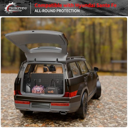 Floor Mats Compatible with 2024 2025 2026 Hyundai Santa Fe Cargo Liner Fit Gas&Hybrid TPE All Weather Back Seat Cover Protector Santa Fe Accessories (Trunk Mat with Backrest Mat+Floor Mats) - style: For Hyundai Santa Fe | 2024-2026