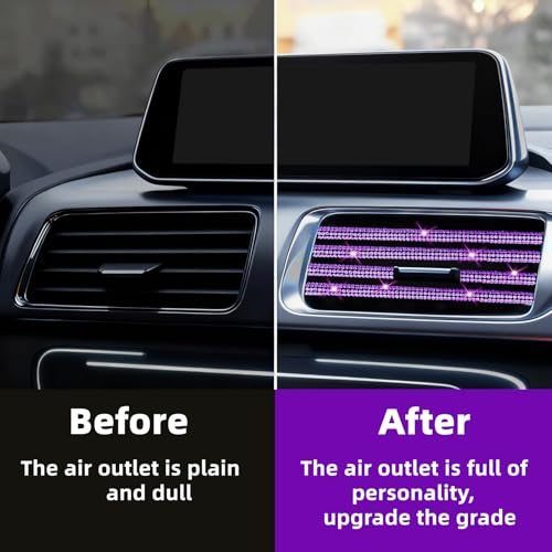NBTEPEM Bling Car Air Conditioner Decoration Strip for Vent Outlet, 10 PCS Universal Rhinestone Car Vent Outlet Trim Decorations, Bling Interior Accessories for Women and Girls (Purple) - color: Purple