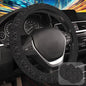 Black Damask Flower Steering Wheel Cover for Women, Anti-Slip Car Steering Wheel Cover with 2 Pcs Cup Holders Neoprene Breathable Car Accessories Universal 15 Inch Auto Interior Decor