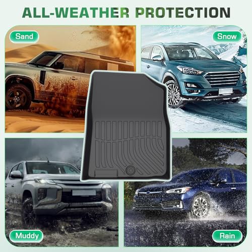 Floor Mats & Cargo Liner for Hyundai Elantra 2017-2020 (Not for Elantra GT), All Weather TPE Custom Fit Floor Liner for Hyundai Elantra Anti-Slip Front & 2nd Row & Trunk Mat