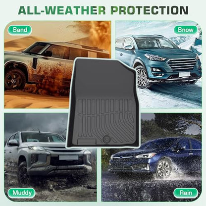 Floor Mats & Cargo Liner for Hyundai Elantra 2017-2020 (Not for Elantra GT), All Weather TPE Custom Fit Floor Liner for Hyundai Elantra Anti-Slip Front & 2nd Row & Trunk Mat