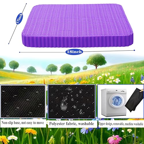 Innovative Gel Seat Cushion for Long Sitting, Soft and Breathable, Seat Cushion for Back, Sciatica, Hip, Tailbone Pain Relief, Used for The Office, Wheelchair, Recliner, Car, Stadium, Kayak.(Púrpura)