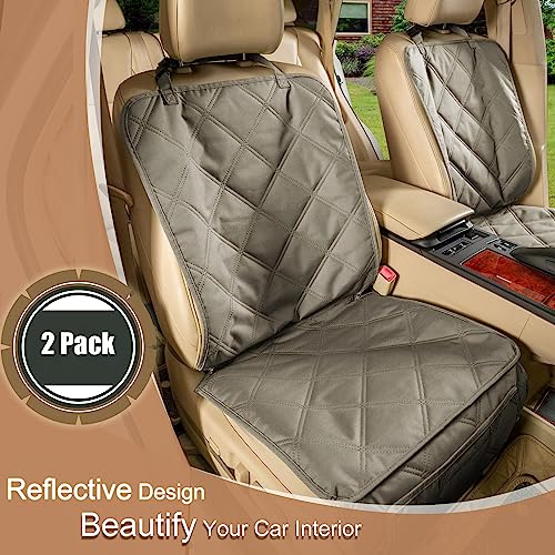 YESYEES Dog Front Seat Covers for Cars, 2 Pack Waterproof Bucket Seat Covers for Dogs with 4 Nonslip Straps, Long-Lasting Pet Car Seat Protector Universal Fit for Cars Trucks and SUVs (Khaki)