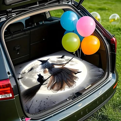 Universal Car Trunk Mat, All Weather Trunk Protection Cargo Liner, Stylish Vehicle Interior Accessories, Durable Cargo Mat Rear Trunk Line Suitable for Most Car (Full Moon Witch Cat, 29" x 39") - color: Full Moon Witch Cat