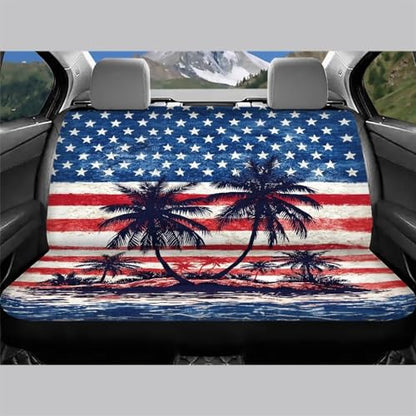 AFPANQZ Car Seat Covers 2 Pcs Back Seat Cushion Split Bench Covers, American Flag Palm Universal Rear Seat Protector for SUV Trucks Sedan - color: American Flag Palm