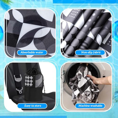 Hahafelt Car Seat Towel Covers with Storage Bag, 63 x 32 Inch Universal Non Slip Waterproof Sweat Protector for Car Truck, Gym Swimming Running, Machine Washable(2 Pack,Black White Abstract) - style: Black White Abstract