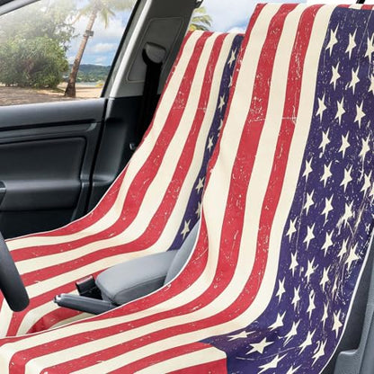 Hahafelt Car Seat Towel Covers with Storage Bag, 63 x 32 Inch Universal Non Slip Waterproof Sweat Protector for Car Truck, Gym Swimming Running, Machine Washable(2 Pack,American Flag) - style: American Flag