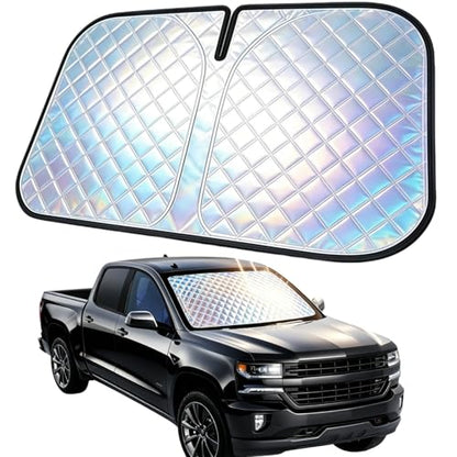 Foldable Windshield Sunshade for 2019-2026 Chevrolet Silverado 1500 / GMC Sierra 1500 | Heavy Duty Reflective Truck Sun Shade | UV Protection Heat Shield | Keeps Interior Cool & Protects Dashboard - size: for 2019-2026 GMC 1500/Chevrolet Silverado 1500