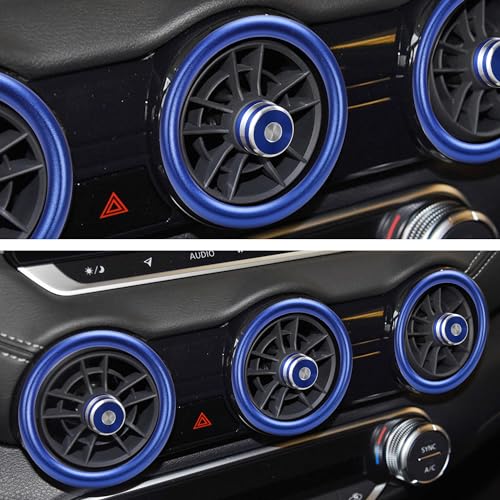 TOMALL 6pcs Aluminum AC Vent Outlet Ring Cover Compatible with Nissan 14th Gen Sentra 2020 2021 2022 2023 2024 2025 Air Conditioning Vent Trim Decoration Interior Accessories (Blue)