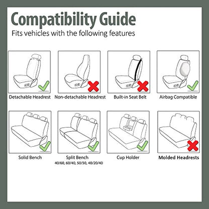 FH Group Three Row Set 7 Seater Black Travel Master Car Seat Covers, Airbag and Split Rear Car Seat Cover Universal Fit Interior Accessories for Cars Trucks and SUV Automotive Seat Covers - color: Black