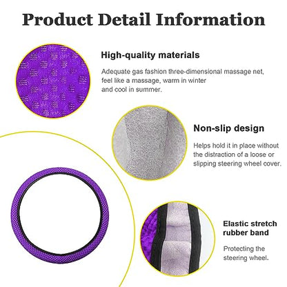Kewucn Car Elastic Stretch Steering Wheel Cover, Soft Microfiber Breathable Ice Silk, Universal 15 Inch Anti-Slip Auto Steering Wheel Protector, Fit Car, SUV, Van, Sedan, Truck (Purple) - size: Purple