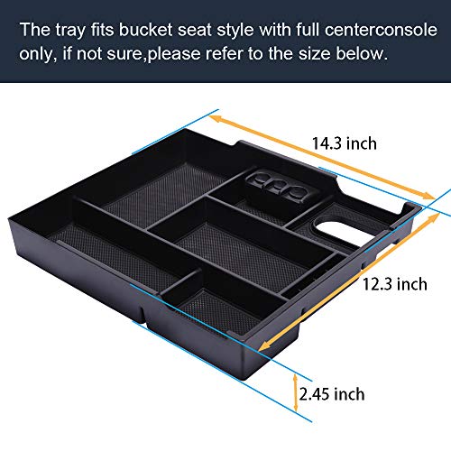 Compatible with Toyota Tundra Accessories 2014-2021 Center Console Organizer, Insert ABS Black Materials Tray, Armrest Secondary Storage Box - Full Tray - color: black
