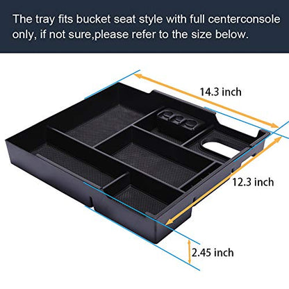 Compatible with Toyota Tundra Accessories 2014-2021 Center Console Organizer, Insert ABS Black Materials Tray, Armrest Secondary Storage Box - Full Tray - color: black
