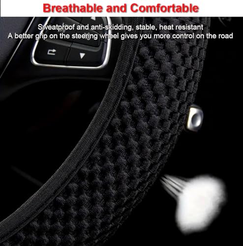 Hiflyer Steering Wheel Cover - Universal 14.5-15 Inch, Soft Microfiber Car Wheel Cover for Women & Men (Black)