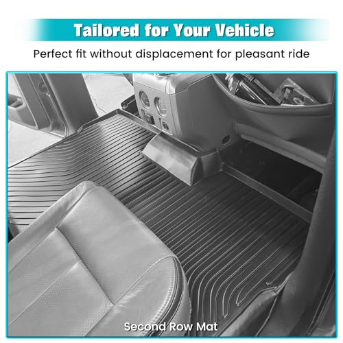 FREEMOTOR802 Compatible with 2009-2014 Ford F-150 Super Crew Cab Floor Mats, Black 3D Molded Carpets Liner 1st 2nd Row Pad 3PC TPE Thermo Plastic Elastomer All Weather Protector - size: For Ford F-150 Super Crew Cab 2009-2014