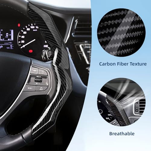 Carbon Fiber Steering Wheel Cover with Anti-Slip Lining and Segmented Design 2pcs Universal Steering Wheel Protector for Men and Women, Car Interior Accessory (Black)