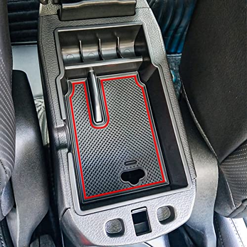 EDBETOS Center Console Organizer Tray Compatible with Jeep Renegade Accessories 2015-2019 2020 2021 2022 2023 Armrest Glove Box Secondary Storage (Red Line) - color: Red Line