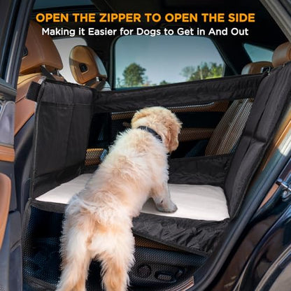 Back Seat Extender for Dogs,Hard Bottom Dog Car Seat Cover for Back Seat Holds 400lbs,Waterproof Anti-Scratch PU Leather Backseat Extender for Dogs,Dog Hammock for Car SUV Truck