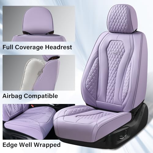 Coverado Car Seat Covers Full Set, Purple Seat Covers, Automotive Car Seat Cover, Car Seat Cushion, Car Seat Covers Front Seats Back Seat Covers, Car Seat Protector Universal Fit Most Cars - color: Purple, size: FullSet