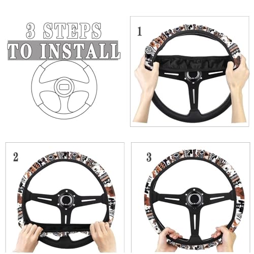 Aztec Car Steering Wheel Cover for Women Washable Steering Wheel Protection 15 Inches Replacement Brown Car Accessories for SUV Vehicle Sedan Truck - color: Aztec Print