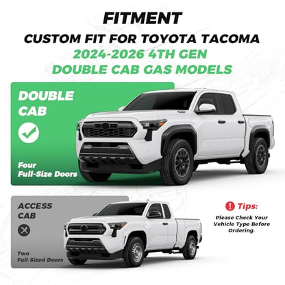 Custom Seat Covers for Tacoma 4th Gen 2024 2025 2026 Double Cab SR5/TRD Sport/TRD Off-Road/SR Full Set with Console Covers, Waterproof Leather Back and Front Seat Protectors Black Brown
