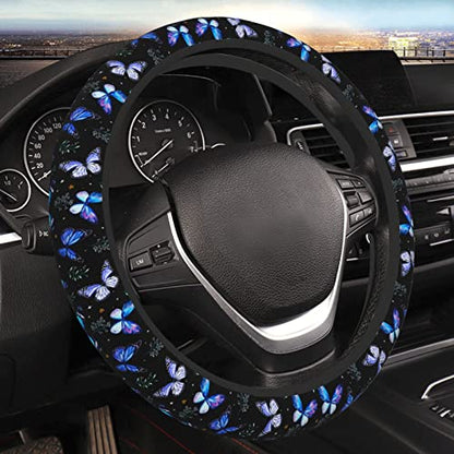 Butterflies Steering Wheel Cover Anti-Slip,Sweat Absorption Universal 15 inch Steering Wheel Covers Cute car Accessories for Men Women - color: 4