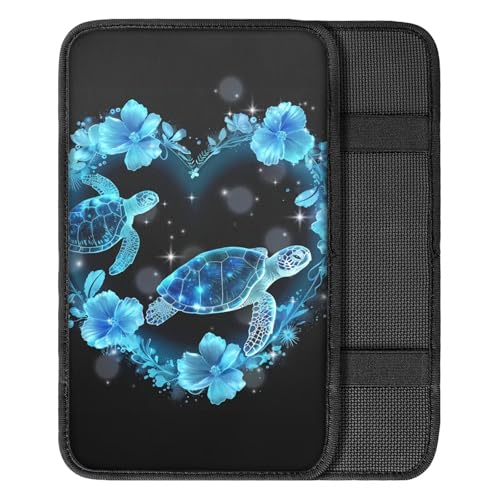UNICEU Sea Turtle Auto Center Console Cover Pad Universal Fit for SUV Truck Cars Armrest Seat Box for Men Women - color: Sea Turtle