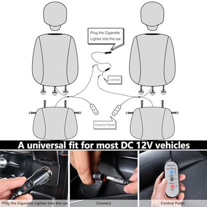 CAR PASS Ventilation Cooling Seat Cover,Luxury Nappa Leather 5 Seat Cover with Vibrate Massage 12V, Lumbar Support, Seat Covers for SUVs,Pickups,Trucks,Vehicles (Solid Black) - color: Black Cooling
