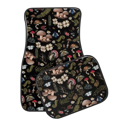 Mushroom Flower Universal Car Front Rear Floor Foot Mats Anti-Slip Car Mat Full Set of 4 Pieces Carpet All Weather Protection Fit for SUV,Vans,sedans, Trucks - color: Mushroom Flower Forest