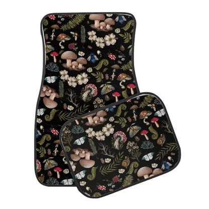Mushroom Flower Universal Car Front Rear Floor Foot Mats Anti-Slip Car Mat Full Set of 4 Pieces Carpet All Weather Protection Fit for SUV,Vans,sedans, Trucks - color: Mushroom Flower Forest