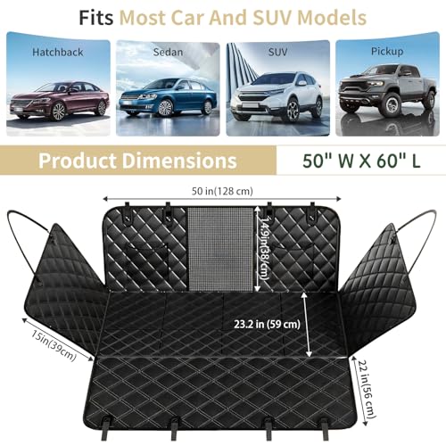 LEIMO KPARTS Dog Car Seat Cover for Back Seat,400lb Waterproof Dog Car Seat Cover Hard Bottom-Detachable,600D Heavy Duty Scratch Proof Nonslip Soft,Dog Hammock for SUVs,Car