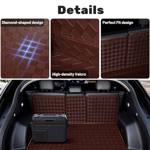 Cargo Mat Compatible with Chevy Tahoe/GMC Yukon 2021-2025 8-Seat Trunk Mat + 2ND&3RD Row Rear Backrest Mat Accessories，All Weather Premium Leather Car Trunk Liner Cover Protector