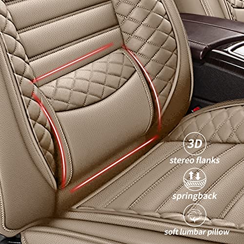 Car Seat Covers for Nissan Rogue Sport 2017-2022, Full Set 5 Seats Faux Leather Seat Cover Car Cushion Protector Compatible Airbag (5 Seat Full Set, Bgeige)