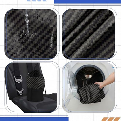Hahafelt Car Seat Towel Covers with Storage Bag, 63 x 32 Inch Universal Non Slip Waterproof Sweat Protector for Car Truck, Gym Swimming Running, Machine Washable(2 Pack,Carbon Fiber Textured) - style: Carbon Fiber Textured