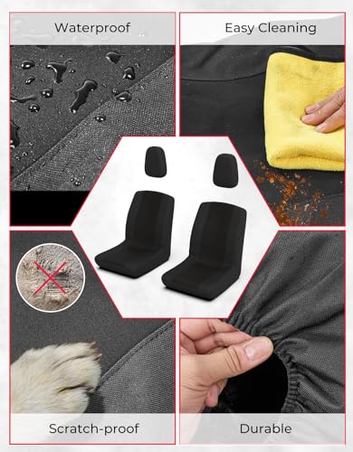 KEMIMOTO UTV Seat Covers, Black Seat Covers with Headrest Covers Compatible with Rhino 700 660 450 2004-2021 All Models - color: Black