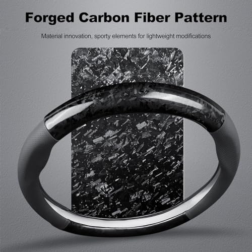Ergocar Car Steering Wheel Sleeve, Round Forged Carbon Fiber and Leather Material Steering Wheel Sleeve, 37-38cm/14.5-15inch, Non-Slip, Soft, Breathable, Sports Style