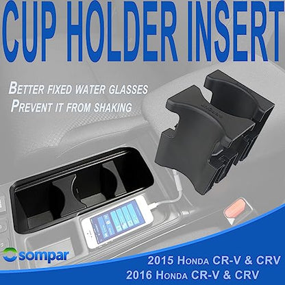 Osompar Console Center Cup Holder Insert Compatible with 2015 2016 Honda CR-V CRV Replaces 77292-T0A-A01ZA 77293-T0A-A01ZA