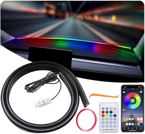Acrylic Interior Car LED Strip Light with Motion-Activated Switch, 59.1" Neon Ambient Light, RGB Colors, APP Control, Music Sync - color: Dreamcolor 59.1 inch (Only Acrylic Light Strip)