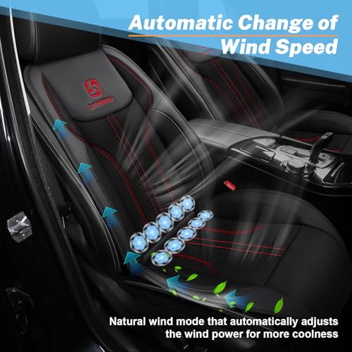 Cooling Car Seat Cushion with 10 Powerful Fans, 12V-24V Ventilated Cooling Car Seat Cushion，3-Speed Adjustable Breathable Cooling Seat Cover for Car SUV Truck Universal Fit (Black) - color: BLACK