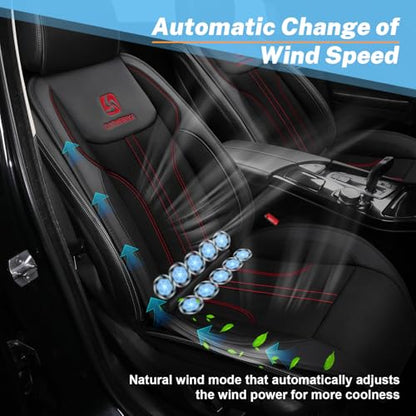 Cooling Car Seat Cushion with 10 Powerful Fans, 12V-24V Ventilated Cooling Car Seat Cushion，3-Speed Adjustable Breathable Cooling Seat Cover for Car SUV Truck Universal Fit (Black) - color: BLACK
